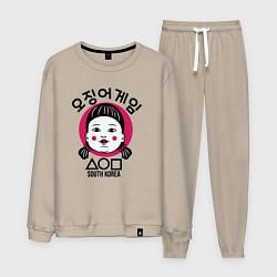 Костюм хлопковый мужской South Korea girl, цвет: миндальный