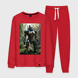 Костюм хлопковый мужской Кибер-пантера вышла на охоту, цвет: красный