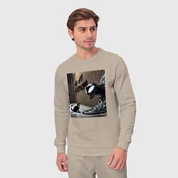 Костюм хлопковый мужской Cat and Symbiote - we are Venom meme, цвет: миндальный — фото 2