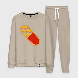 Костюм хлопковый мужской Таблетка, цвет: миндальный