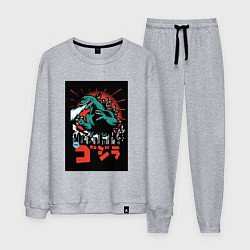 Костюм хлопковый мужской Годзилла поп-арт, цвет: меланж