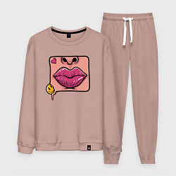 Костюм хлопковый мужской Smile and lips, цвет: пыльно-розовый