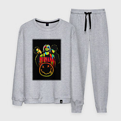 Костюм хлопковый мужской Нирвана рок группа, цвет: меланж