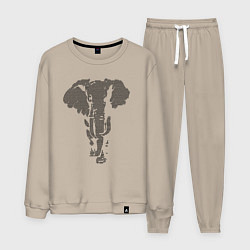 Костюм хлопковый мужской Африканский слон пуантель, цвет: миндальный