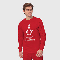 Костюм хлопковый мужской Assassins creed - shadows white, цвет: красный — фото 2