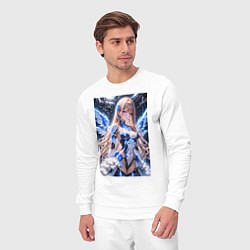 Костюм хлопковый мужской Девушка с кибернетическими крыльями, цвет: белый — фото 2