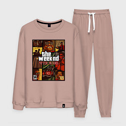 Костюм хлопковый мужской The weeknd постер гта, цвет: пыльно-розовый