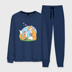 Костюм хлопковый мужской Свидание влюбленных лисичек, цвет: тёмно-синий
