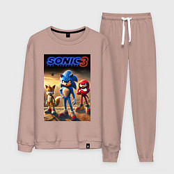 Костюм хлопковый мужской Sonic and his team - movie, цвет: пыльно-розовый