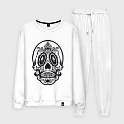 Костюм хлопковый мужской Skull Mexico, цвет: белый