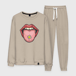 Костюм хлопковый мужской Smiling lips, цвет: миндальный