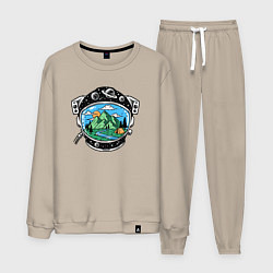 Костюм хлопковый мужской Space camp, цвет: миндальный