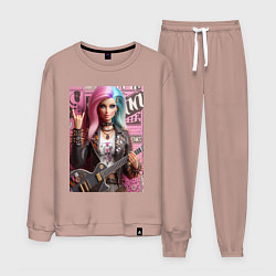 Костюм хлопковый мужской Barbie - punk guitarist ai art, цвет: пыльно-розовый