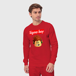 Костюм хлопковый мужской Sigma boy roblox head - мем Роблокс Сигма бой, цвет: красный — фото 2