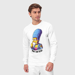 Костюм хлопковый мужской Marge Simpson - punks not dead motto, цвет: белый — фото 2
