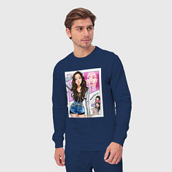 Костюм хлопковый мужской Blackpink - Jisoo, цвет: тёмно-синий — фото 2