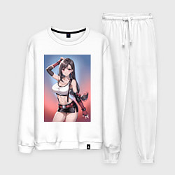 Костюм хлопковый мужской Тифа Локхарт из Final Fantasy VII, цвет: белый