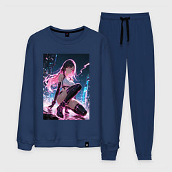 Костюм хлопковый мужской Тифа Локхарт из Final Fantasy VII в стиле киберпан, цвет: тёмно-синий