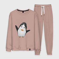 Костюм хлопковый мужской Cartoon penguin, цвет: пыльно-розовый
