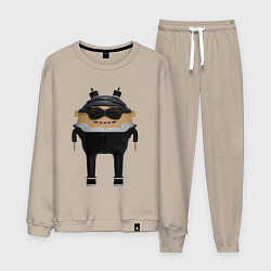 Костюм хлопковый мужской Cartoon agent female in black suit, цвет: миндальный