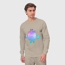 Костюм хлопковый мужской Monster cartoon blue purple, цвет: миндальный — фото 2