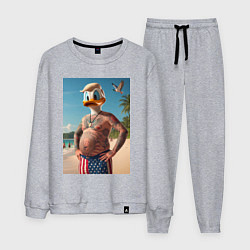 Костюм хлопковый мужской Donald Duck-Trump on a Florida beach, цвет: меланж