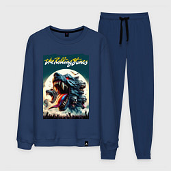 Костюм хлопковый мужской Волки Роллинг Стоунз - фантазия, цвет: тёмно-синий
