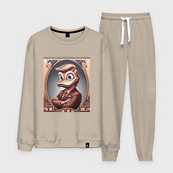 Костюм хлопковый мужской Дональд Дак-Трамп на денежной купюре, цвет: миндальный