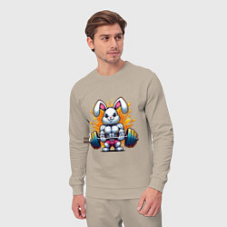 Костюм хлопковый мужской Gym bunny barbell, цвет: миндальный — фото 2