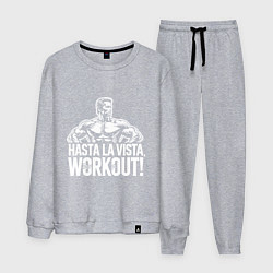 Костюм хлопковый мужской Arnold - hasta la vista workout, цвет: меланж