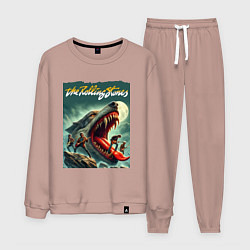 Костюм хлопковый мужской Rolling Stones - wolfs mouth, цвет: пыльно-розовый