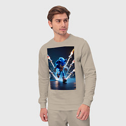 Костюм хлопковый мужской Соник убегает от ракет, цвет: миндальный — фото 2