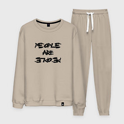 Костюм хлопковый мужской Depeche Mode - people are people font, цвет: миндальный