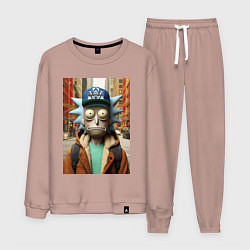 Костюм хлопковый мужской Рик Санчес в Нью-Йорке - нейроарт, цвет: пыльно-розовый