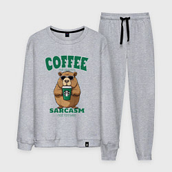 Костюм хлопковый мужской Капибара с кофе на сарказме, цвет: меланж
