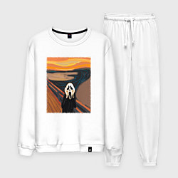 Костюм хлопковый мужской Крик картина мунка, цвет: белый
