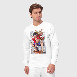 Костюм хлопковый мужской One piece Луффи, цвет: белый — фото 2