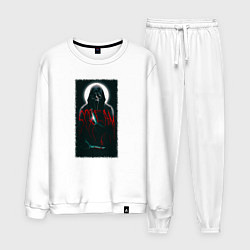 Костюм хлопковый мужской Крик гостфейс с луной, цвет: белый