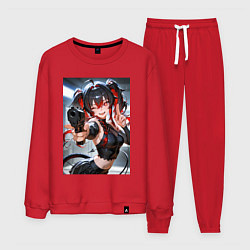 Костюм хлопковый мужской Девушка-демон с пистолетом, цвет: красный