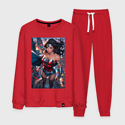 Мужской костюм Чудо-женщина с городским фоном в стиле комиксов