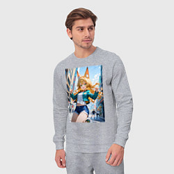 Костюм хлопковый мужской Позитивная лисичка поднимающая настроение, цвет: меланж — фото 2