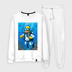 Костюм хлопковый мужской Homer diving - ai art fantasy, цвет: белый