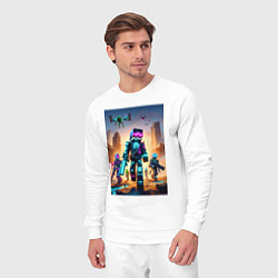 Костюм хлопковый мужской Minecraft - cyberpunk ai art fantasy, цвет: белый — фото 2