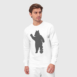 Костюм хлопковый мужской Мишка футболист, цвет: белый — фото 2