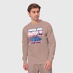 Костюм хлопковый мужской Street racing, цвет: пыльно-розовый — фото 2