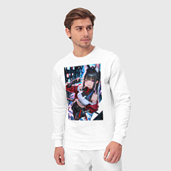 Костюм хлопковый мужской Озорная кошка-ниндзя, цвет: белый — фото 2