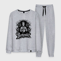Костюм хлопковый мужской Бармен орнамент, цвет: меланж