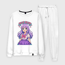 Костюм хлопковый мужской Билли Айлиш аниме стиль, цвет: белый