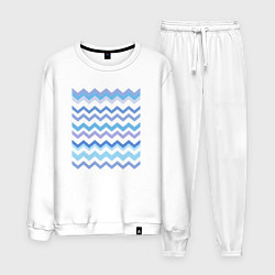 Костюм хлопковый мужской Зигзаги - волны, цвет: белый