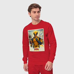 Костюм хлопковый мужской Россомаха стоит и дэдпул рядом, цвет: красный — фото 2